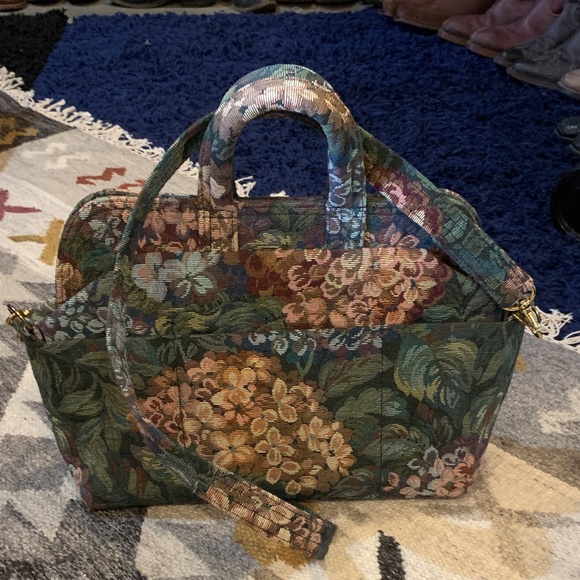 Vintage Handbags - Vintage Floral Tapestry Shoulder Bag - Multicolor
